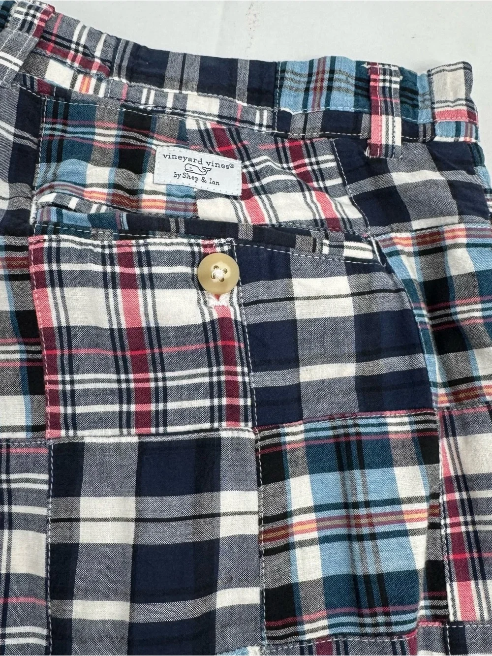 VINEYARD VINES Madras Plaid Pants Mens 31 x 29 Patchwork Multicolor